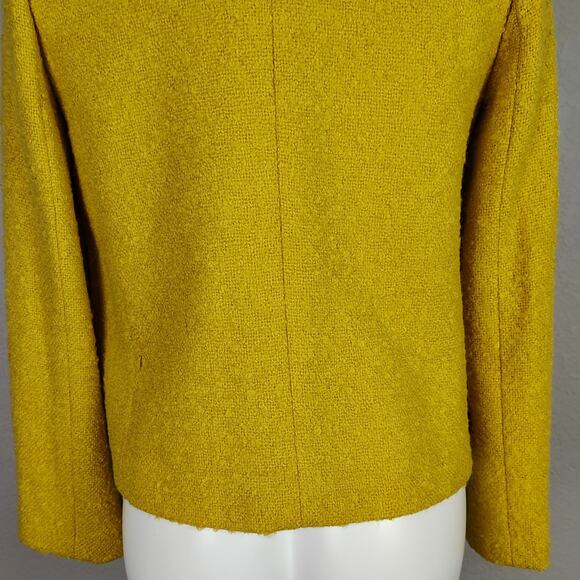 J.Crew Fall 2009 Ruffle-Trim Wool Blend Bouclé Lady Jacket Mustard NWT Sz 4 - Picture 12 of 13